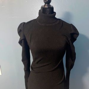 Black turtle neck with balloon sleeves
